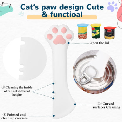 Uiifan 8 Pcs Cat Food Can Covers Lids Set, Silicone Pet Food Can Lids with Multi-Function Cat Foods Spoon and Opener, Silicone Wet Foods Spoon for Cats and Dogs(Pink)