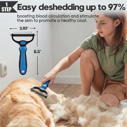 Bonteck Dog Slicker Brush for Dogs Grooming Kit 5PCS | Large Dog Brush for Goldendoodles Poodles Doodles | Long Pin Haired Brush | Poodle Brushes and Comb (Purple)