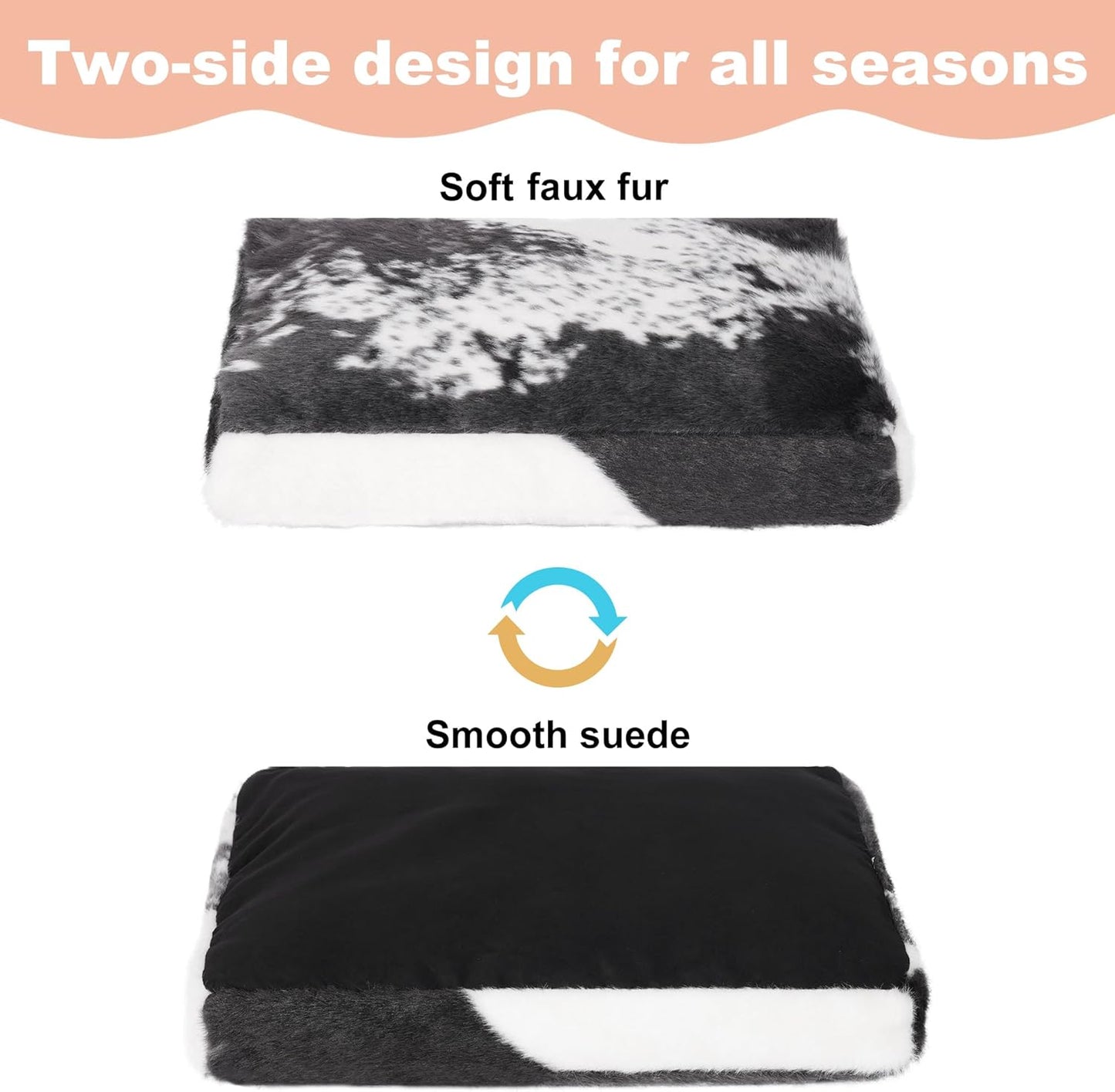 Bedfolks Waterproof Dog Crate Bed, Plush With Removable Washable Cover, Faux Fur Crate Pad for Medium Dogs, Fluffy Kennel 29"x21", Dark Grey