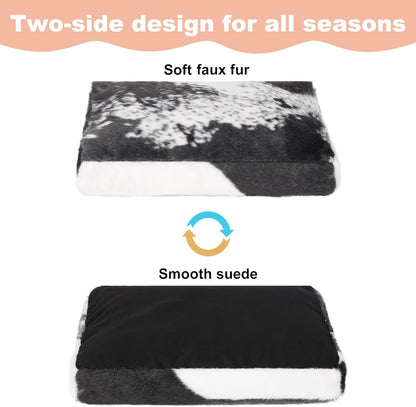 Bedfolks Waterproof Dog Crate Bed, Plush With Removable Washable Cover, Faux Fur Crate Pad for Medium Dogs, Fluffy Kennel 29"x21", Dark Grey