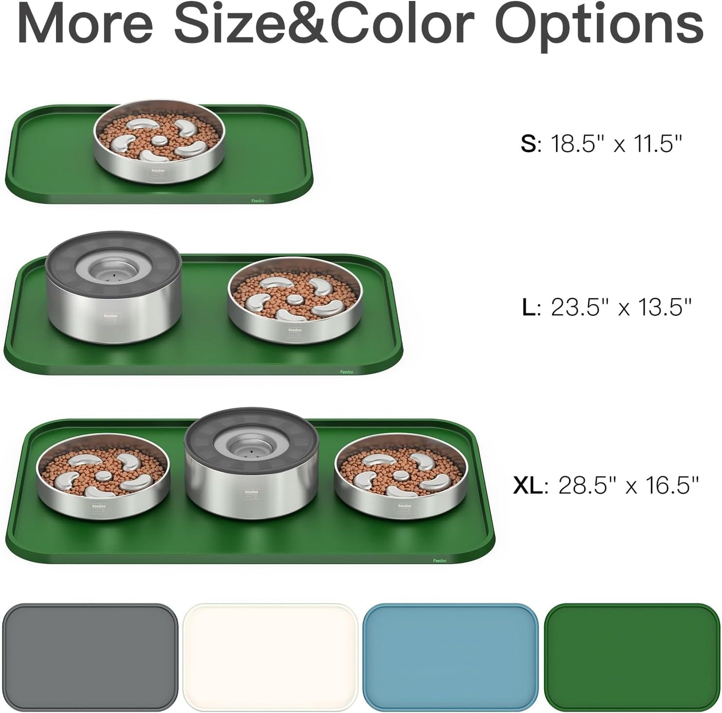Pet Feeding Mat [Warped Resistant Raised Edge], Water-Proof Silicone Placement for Food Water Bowls, Anti-Slip Base Protect Floor, BPA-Free&Dishwasher-Safe [23.5x13.5inch Large, Gray]