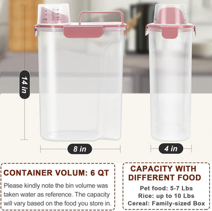 TBMax Dog Food Storage Container 5-7 lbs, Airtight Cat Food Container with Larger Spout & Measuring Cup, Portable Pet Food Storage Dispenser for Small Animal Kibble Storage, Bird Seed Container