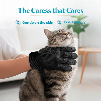 Cat Grooming Gloves for Shedding – Pet Hair Remover Set with Self-Cleaning Mitt – 2 Deshedding Gloves + 1 Reusable Cleaning Mitt for Cats & Dogs – Long & Short Hair Deshedder