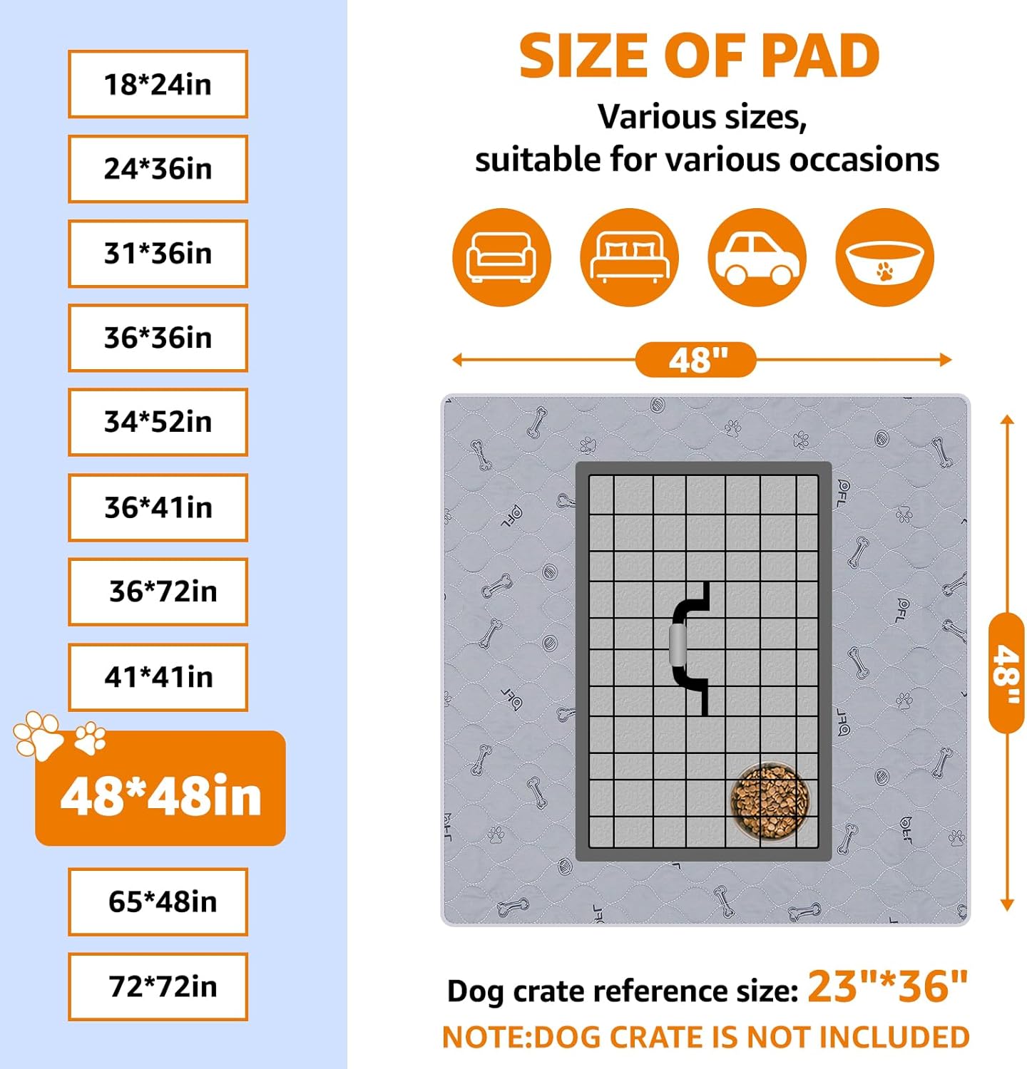 Washable Pee Pads for Dogs, 2Pack Reusable Puppy Pads, Absorbent Whelping Pads with Bone Print, Non-Slip Waterproof Pet Training Pads for Couch, Crate, Potty Training 18x24