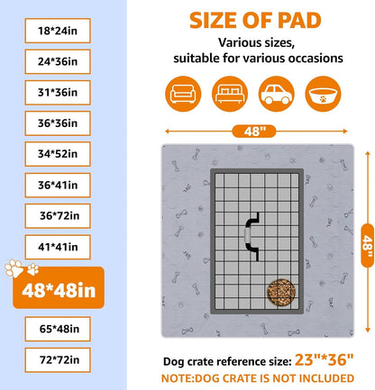 Washable Pee Pads for Dogs, 2Pack Reusable Puppy Pads, Absorbent Whelping Pads with Bone Print, Non-Slip Waterproof Pet Training Pads for Couch, Crate, Potty Training 18x24
