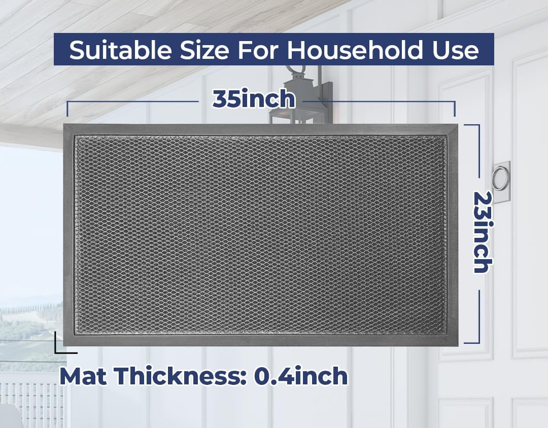 Muddy Mat® Meshy Mat™ Door Mat Heavy-Duty Quick-Dry Floor Mat, Sand & Dirt Trapper for Indoor & Outdoor, Ideal for Entrance, Mudrooms,Patios & Garages,Low-Profile,Non-Slip,Washable– Black 17"x30"x0.4"
