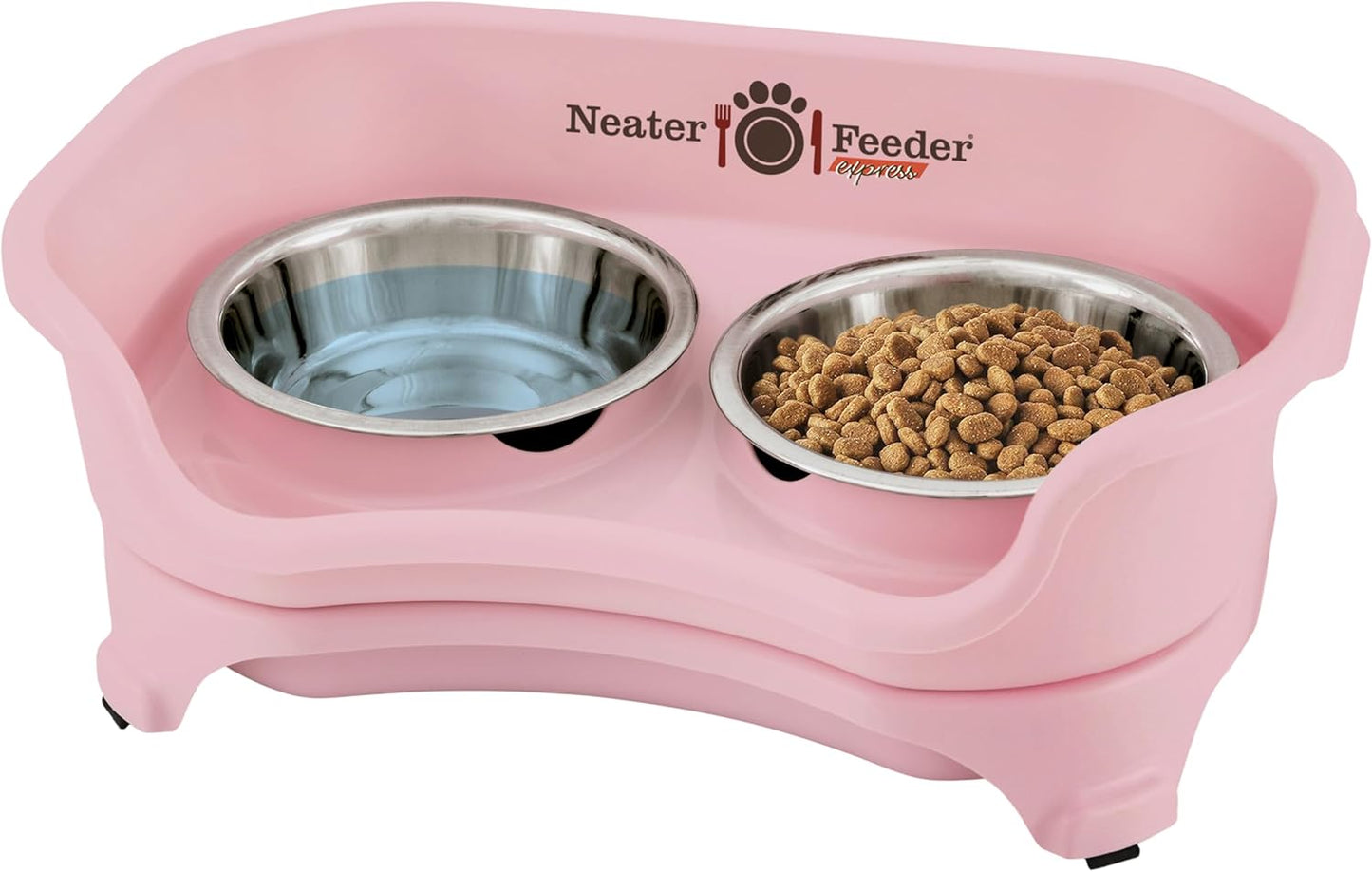 Neater Feeder Express Mess Proof Dog Bowls Elevated for Small Breeds under 15 Lb, Made in USA, No Spill Raised Dog Food Bowl Stand, Stainless Steel Food and Water Bowl Set, Feeding Station, Cappuccino