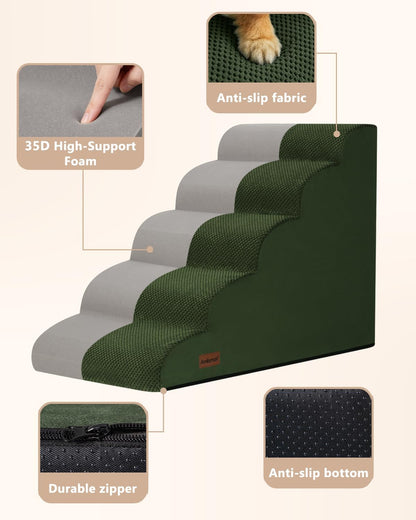 Aodisman Dog Stairs for Small Dogs,3 Step Dog Ramp for Couch and Bed,Pet Stairs with Non-Slip Bottom for Old Cats,Indoor Pet Steps,Comfort,Durable,15.4" H