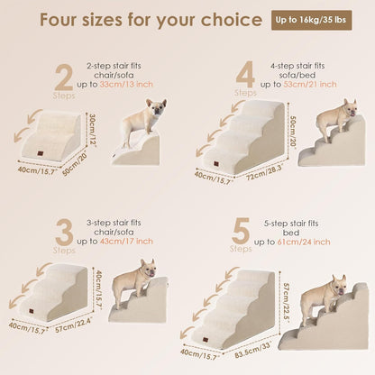 EHEYCIGA Curved Dog Stairs Ramp for High Beds 19.7" H, 4-Step Dog Steps for Small Dogs and Cats, Pet Stairs for High Bed Climbing, Non-Slip Balanced Pet Step Indoor, Grey