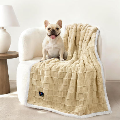 Luciphia Waterproof Dog Blanket, Leakproof Small Pet Blanket for Couch Sofa Bed Furniture Cover Protector, Washable Soft Sherpa Fleece with 3D Jacquard, Cozy Calming Reversible, Gray White, 40"x28"
