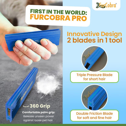 Pro Pet Hair Remover 4.3” – Dog & Cat Hair Remover for Car, Couch, Carpet, Bed & Furniture – Reusable Dual-Blade Pet Hair Scraper for Auto Detailing, Home & Upholstery