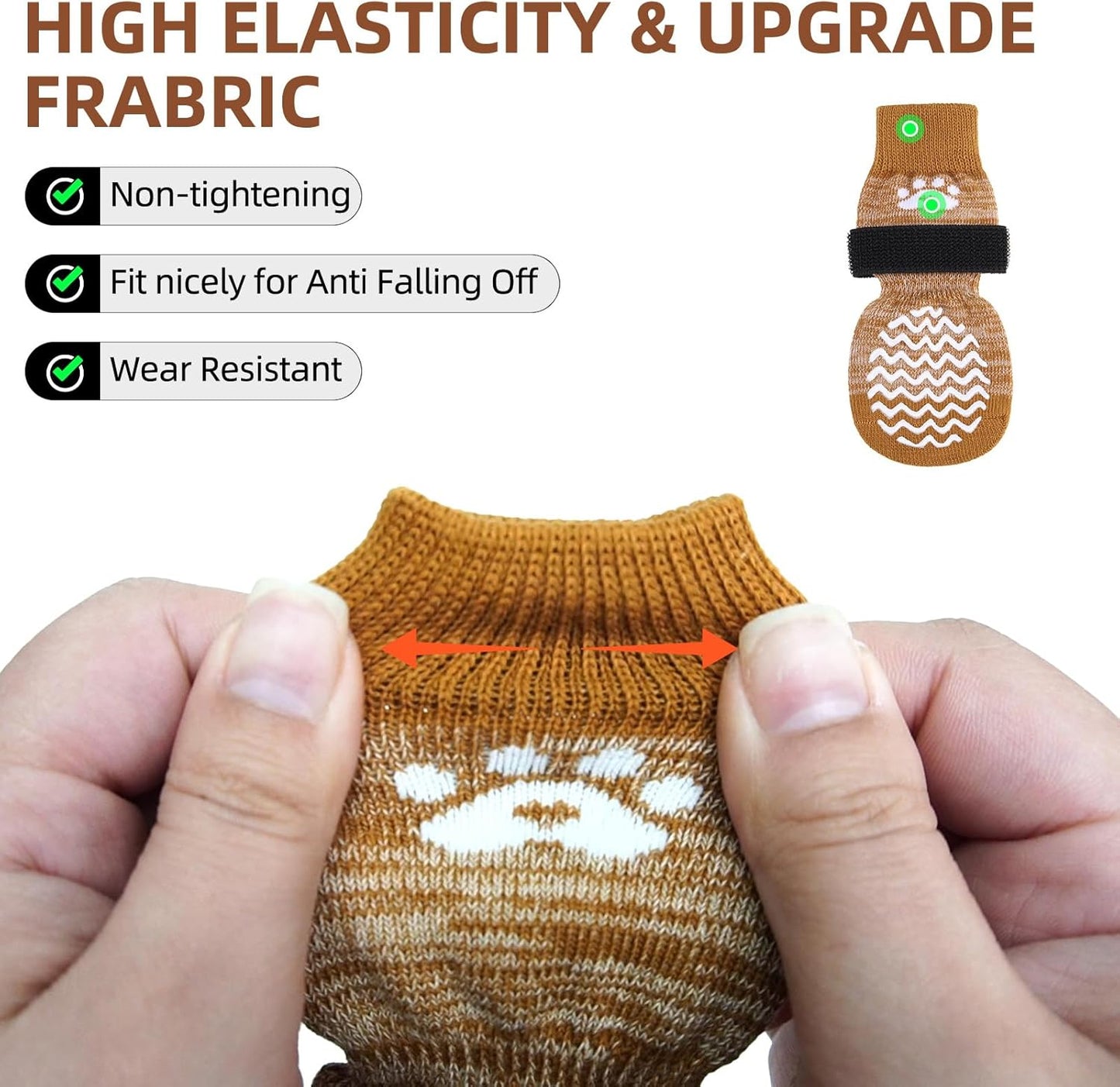 PUPTECK Anti Slip Dog Socks with Double Grippers for Hardwood Floors, Shoes for Hot/Cold Pavement, Boots & Paws Protectors to Prevent Licking, Traction Booties for Senior Small Large Dogs
