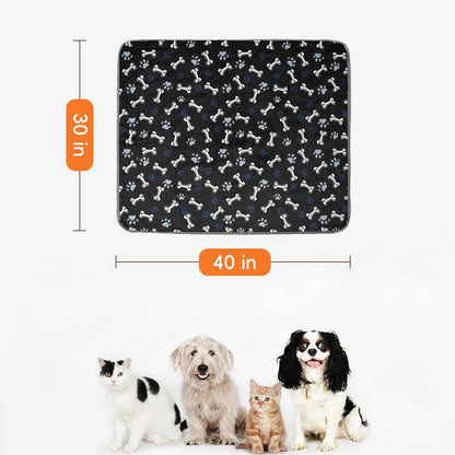 Waterproof Dog Blankets Pet Blanket 50"x60", Soft Fluffy Sofa Car Bed Protector, Reversible Sherpa Fleece Dog Blanket for Large Dogs (Dark Grey-Paws)