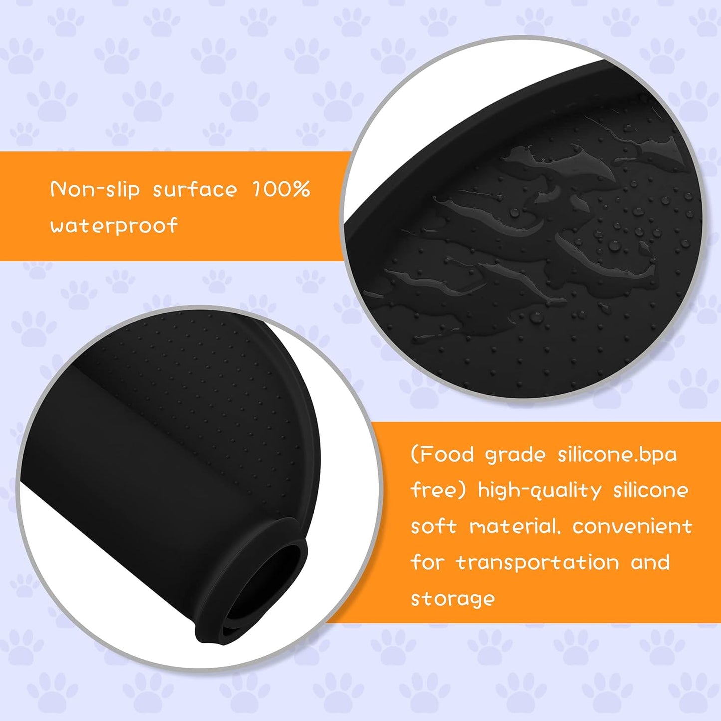 100% Waterproof 0.5" Raised Edge BPA Free Silicone Dog Food Mat, Pet Cat Feeding Mats Contain Spills Protects Floors, Placemats for Cats and Dogs Water Bowl Dishwasher. (Small, Gray)