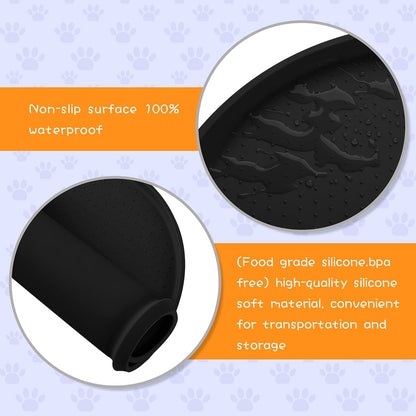 100% Waterproof 0.5" Raised Edge BPA Free Silicone Dog Food Mat, Pet Cat Feeding Mats Contain Spills Protects Floors, Placemats for Cats and Dogs Water Bowl Dishwasher. (Small, Gray)