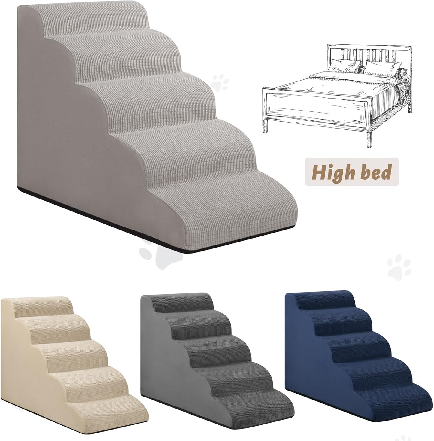 Aodisman 3-Step Dog Ramp and Stairs for Sofa and Chair - Non-Slip Sturdy Pet Steps for Small Dogs and Cats,15.7" H,Grey