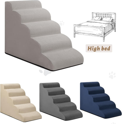 Aodisman 3-Step Dog Ramp and Stairs for Sofa and Chair - Non-Slip Sturdy Pet Steps for Small Dogs and Cats,15.7" H,Grey