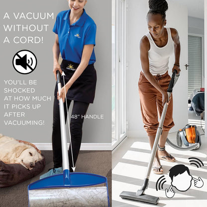 LOLA Rola PET Hair Remover Sticky Mop, Giant Floor Lint Roller, 9" x 3.5", Aluminum Handle, Largest Head, Traps Hair, Dust, Dirt, Extra Sticky Sheets