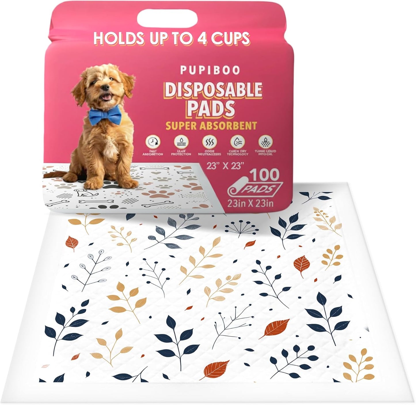 PUPIBOO Washable Pee Pads for Dogs and Cats - Super Absorbent Reusable Puppy Training Pads - 100% Waterproof, Leak-Proof & Non-Slip Whelping Pads for Pet Housebreaking