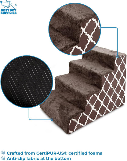 Best Pet Supplies Dog Stairs & Steps - Foam Steps for Small Dogs & Cats, Non-Slip Indoor Balanced Pet Step Support, Dog Ramp, No Assembly, Ash Gray Linen, 2-Step (12-inch Height)