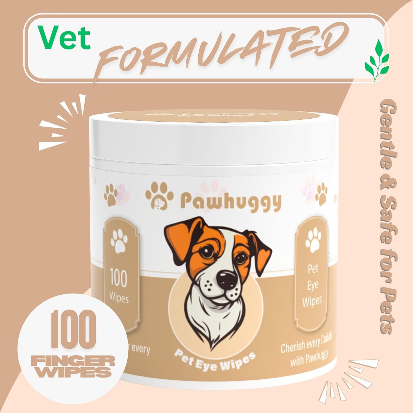 100 Finger Wipes - Pet Dental Wipes for Dogs & Cats - Dog Teeth Cleaning Powder & Toothpaste Alternative - Dog & Cat Teeth Cleaning Wipes - Freshen Breath & Reduce Plaque