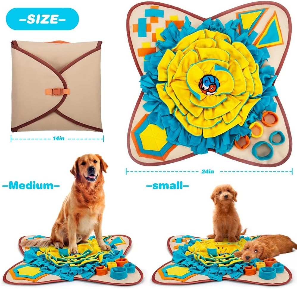 AWOOF Pet Snuffle Mat for Dogs, Interactive Feed Game for Boredom, Encourages Natural Foraging Skills for Cats Dogs Bowl Travel Use, Dog Treat Dispenser Indoor Outdoor Stress Relief