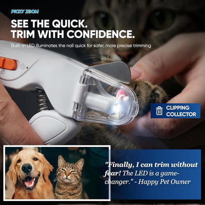 2-in-1 Dog & Cat Nail Clippers and Grinder with Light – Upgraded Safety Guard to Avoid Overcutting, Sharp Blade, Painless Quiet Pet Nail Claw Trimmers, Professional Grooming Tool for Large Small Pets