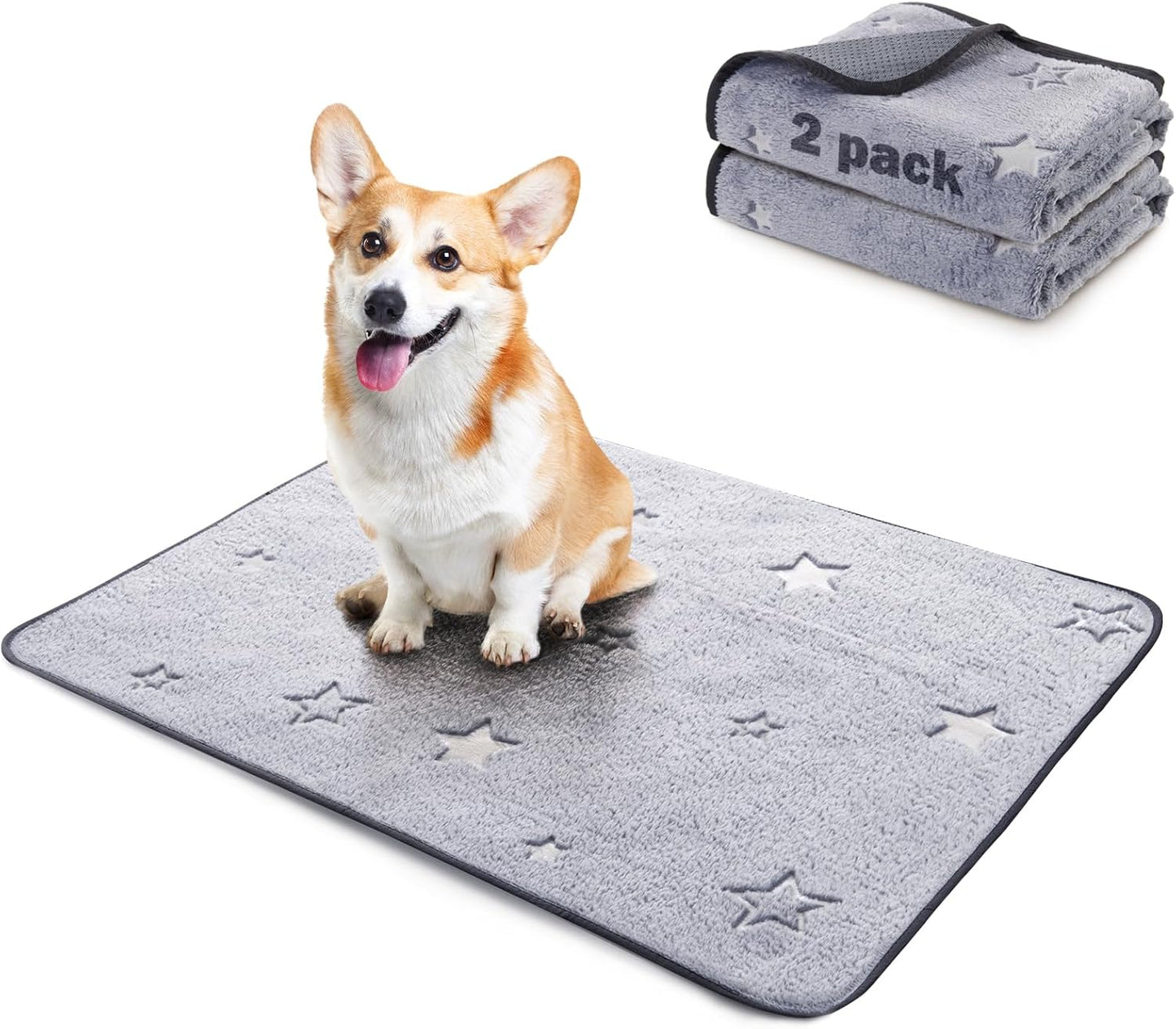 LOOBANI Washable Pee Pads for Dogs, 2 Pack 31 x 36 in Reusable Pee Pads for Dog Mat Puppy Mats Training Non Slip Whelping Mat for Dog Playpen, Crate, Car, Grey