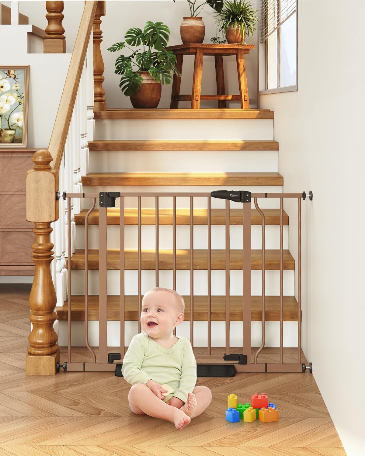 Baby Gate No Drilling, 29"-40" Auto Close Dog Gate Indoor for Doorways & Stairs, Pressure Mounted Adjustable Pet Gate, Easy Walk Through Child Gate for Children & Pets Stroller Friendly, White