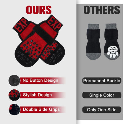 EXPAWLORER Anti Slip Dog Socks to Prevent Licking Paws, Dog Shoes for Hot Pavement Walk, Dog Booties for Hardwood Floors, Dog Boots & Paw Protectors with Grippers for Small Medium Large Senior Dogs M