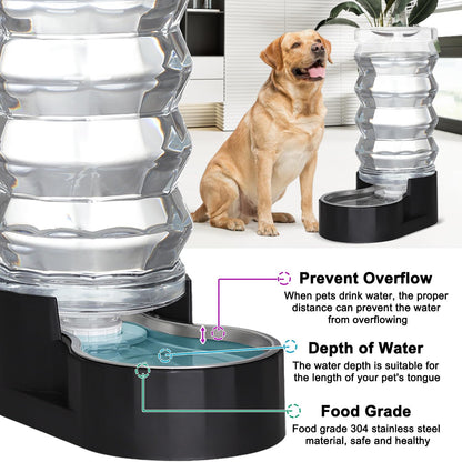 RIZZARI 8L Elevated Pet Water Dispenser – Stainless Steel Gravity Waterer with Auto-Refill Design for Medium and Large Dogs & Senior Pets -Comfortable Drinking Height for Living Rooms,Multi-Pet Homes
