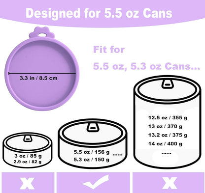 COMTIM Cat Food Can Covers Lids for 5.5 oz Cans, 2 Pack Silicone Cat Food Can Lids for 5.5 oz 5.3 oz Cans...Pet Food Can Covers Reusable Can Toppers Savers for Wet Food