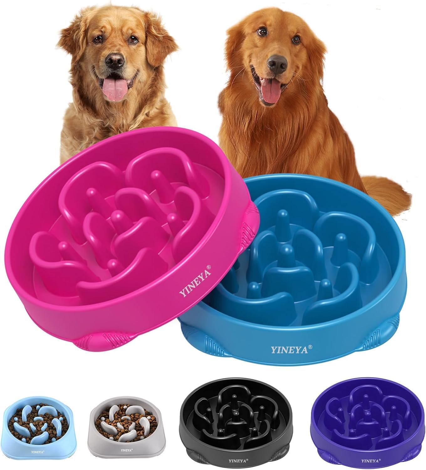 YINEYA Slow Feeder Dog Bowls, Pet Supplies that Slow Down Eating, Pet Food Bowls, Maze Dog Puzzle Feeder for Medium Breed
