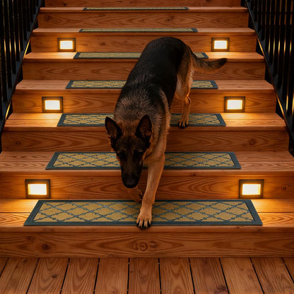 Stair Runners for Wooden Steps, Non Slip Stair Carpet Treads, 2 Pcs 30" x 8.5" Stair Mats Rug Heat Insulation Rubber Backing, Staircase Step Treads for Elders, Dogs & Kids, Coco Lattice.