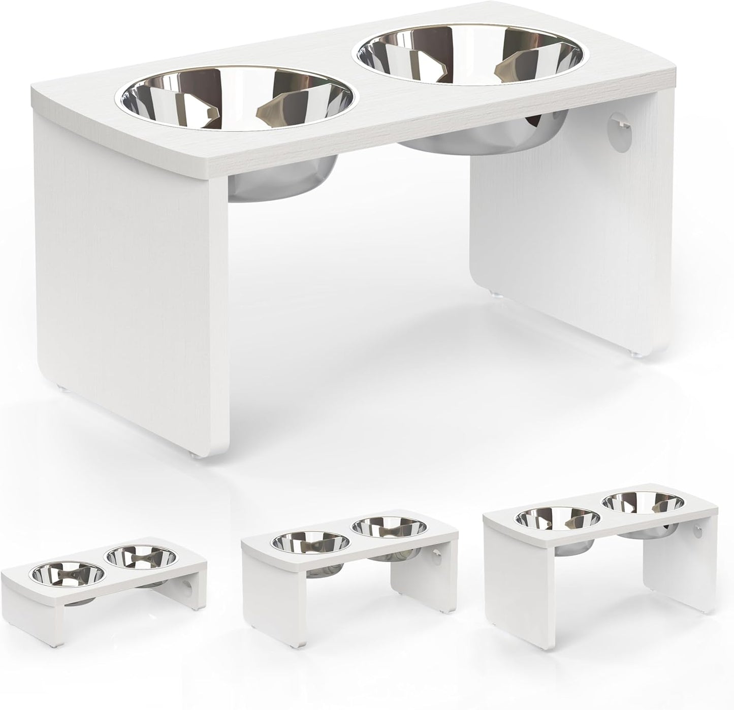 Elevated Dog Bowls, Bamboo Raised Dog Bowl for Medium Dogs, with 2 Stainless Steel Bowls (7'' Tall-40 oz Bowl)