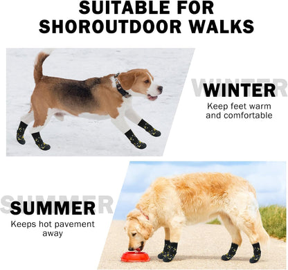 SCENEREAL 6Pcs Anti Slip Dog Socks to Prevent Licking Paws for Hot/Cold Pavement, Dog Grippy Socks for Hardwood Floors, Dog Shoes for Boots & Paw Protectors for Puppy Small Medium Large Senior Dogs