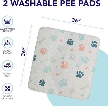 PUPIBOO Washable Pee Pads for Dogs and Cats - Super Absorbent Reusable Puppy Training Pads - 100% Waterproof, Leak-Proof & Non-Slip Whelping Pads for Pet Housebreaking