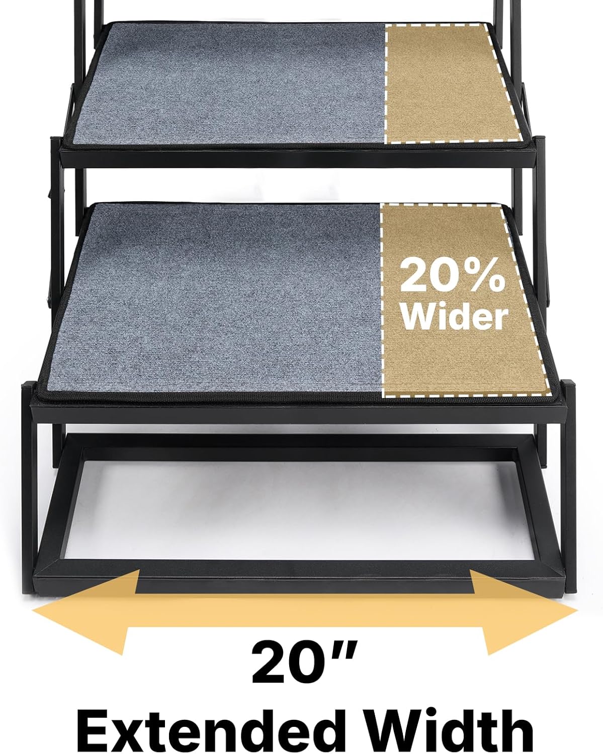 Veehoo Collapsible Dog Stairs for Large Dogs Extra Wide, 4 Steps Folding Dog Steps for Car Truck SUV 20" Wide, Heavy Duty Pet Loader Ramp Ladder Portable with Non Slip Surface, Support up to 200lbs