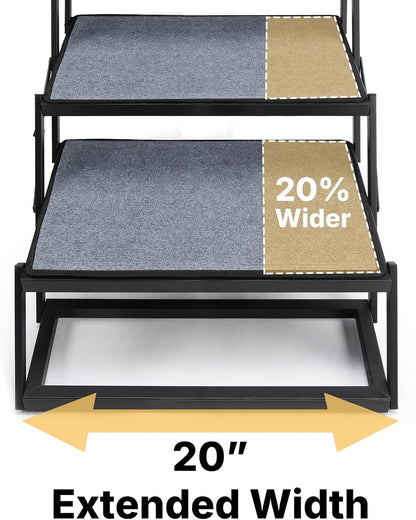 Veehoo Collapsible Dog Stairs for Large Dogs Extra Wide, 4 Steps Folding Dog Steps for Car Truck SUV 20" Wide, Heavy Duty Pet Loader Ramp Ladder Portable with Non Slip Surface, Support up to 200lbs