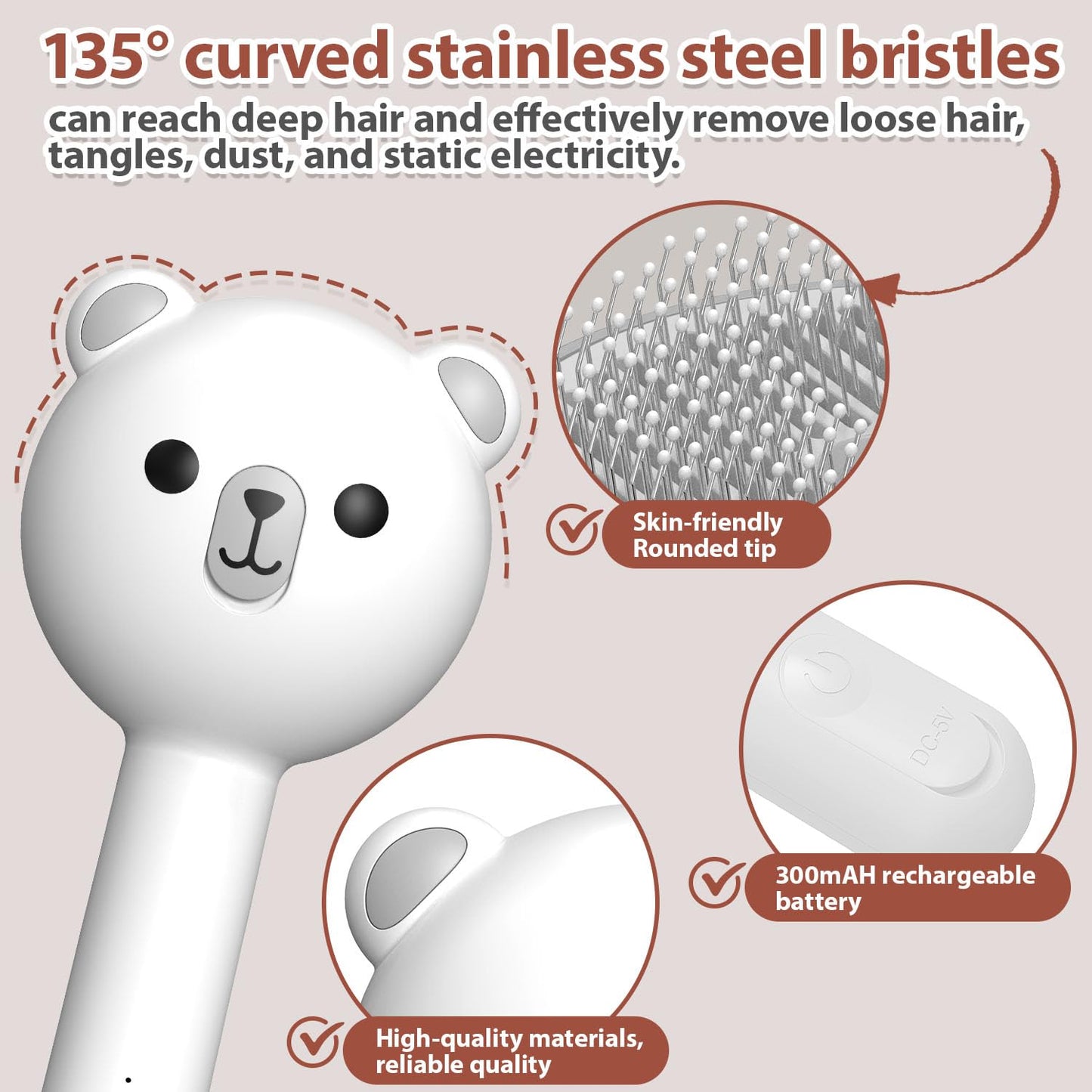 Double-Sided Pet Deshedding Dematting Comb & Steam Brush with 2 Spray Levels, Extra-Wide Detangling Undercoat Rake for Long-Hair Dogs & Cats Matted Fur, Knots, Rechargeable Grooming & Massage Tool