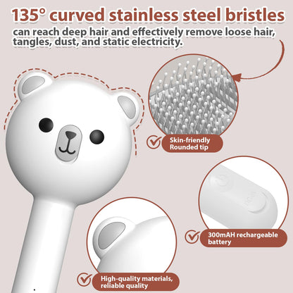 Double-Sided Pet Deshedding Dematting Comb & Steam Brush with 2 Spray Levels, Extra-Wide Detangling Undercoat Rake for Long-Hair Dogs & Cats Matted Fur, Knots, Rechargeable Grooming & Massage Tool