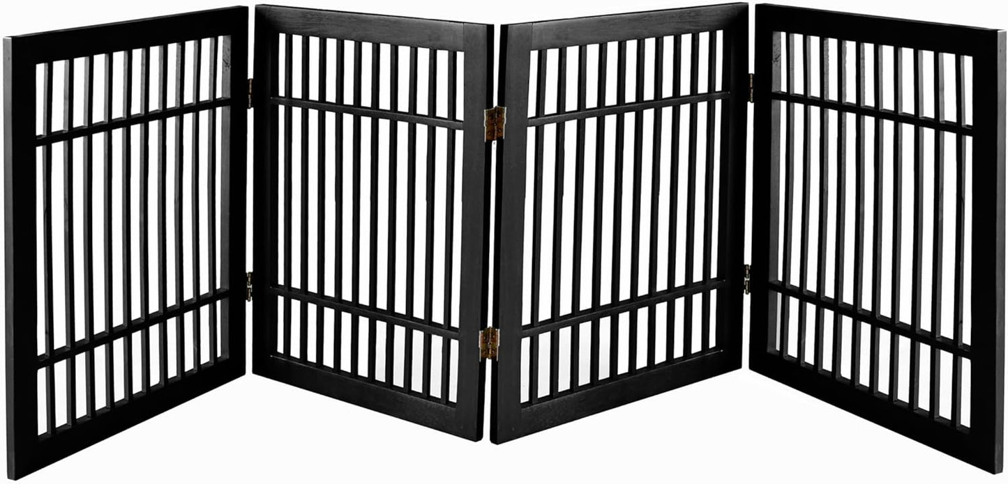 Urnporium Freestanding Wooden Dog Gate for Doorways – Foldable Acacia Wood Pet Gate, No Drill Portable Indoor/Outdoor Puppy Fence Barrier (White Pet Gate, 3 Panel 24" Tall)