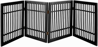 Urnporium Freestanding Wooden Dog Gate for Doorways – Foldable Acacia Wood Pet Gate, No Drill Portable Indoor/Outdoor Puppy Fence Barrier (White Pet Gate, 3 Panel 24" Tall)