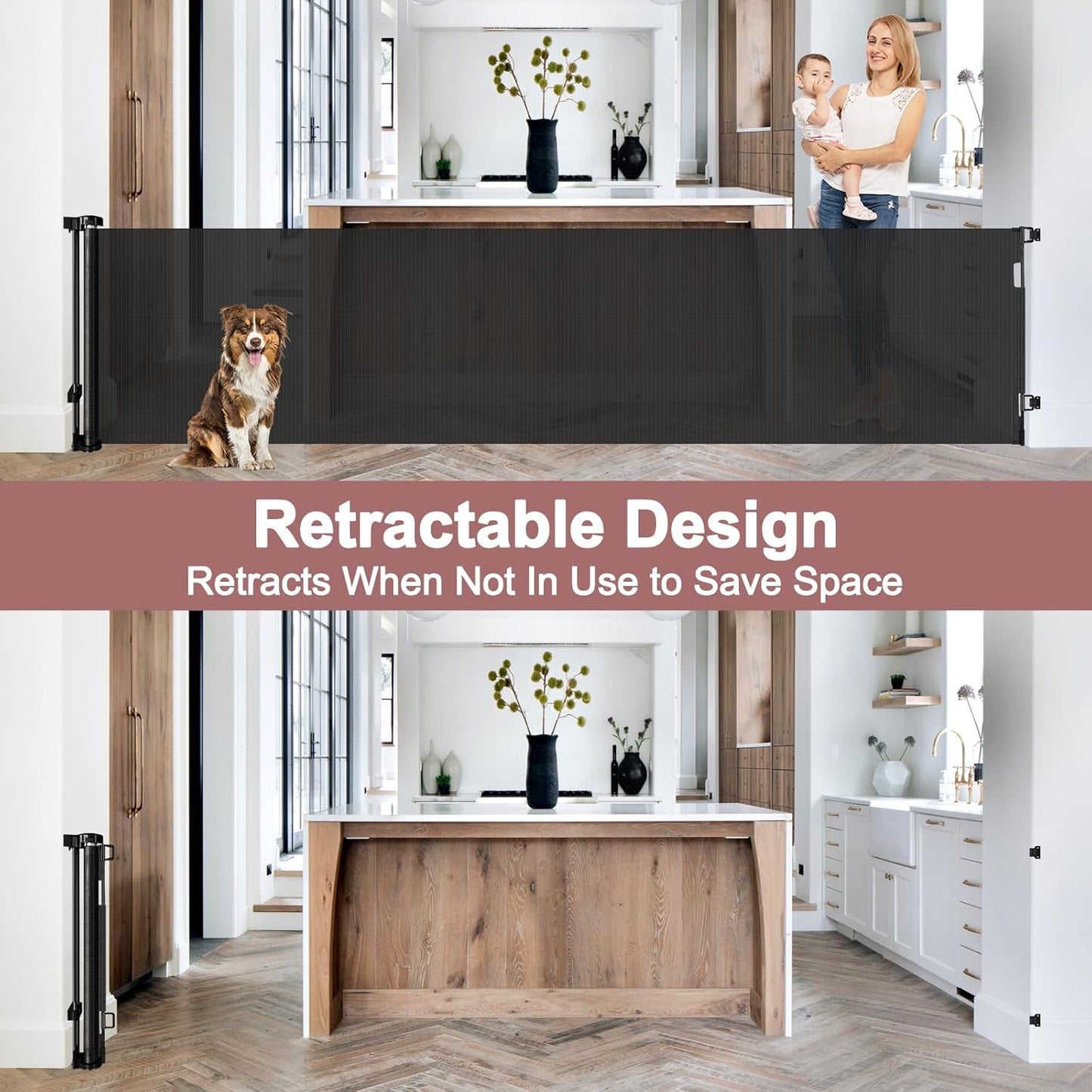 Extra Wide Baby Gate for Large Openings Retractable Baby Gates Indoor Outdoor Extra Long Dog Gate for Doorway Stair Gates for Kids or Pets Extra Large Dog Gate for Stairs