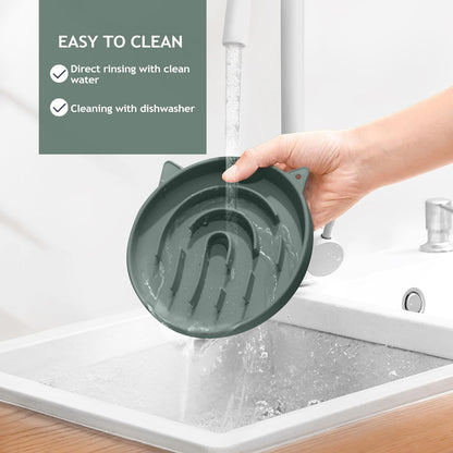 Coomazy Large Silicone Slow Feeder Dog Bowls, Interactive Puzzle Toy for Pets Food Training, Keeps Dogs Busy, Prevents Puppy Overeating (Dark Green, Large: 3.2Cup)