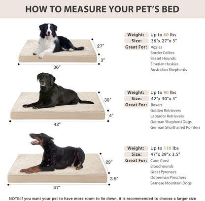 WNPETHOME Orthopedic Waterproof Extra Large Dogs Bed with Removable Washable Cover, Multi-Needle Quilting XL Crate Bed for Large Sized Dog, Light Grey