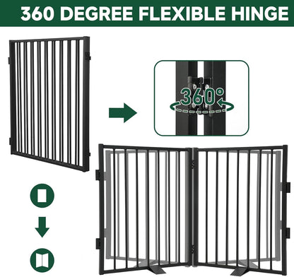 Snagle Paw Full Metal Freestanding Dog Gate,Indoor Dog Gate with Floor Protect Support Feet, 40x24 Inches Foldable Dogs Barrier for Stairs, Hallways and Doorways (24'' H 2 Panel, White