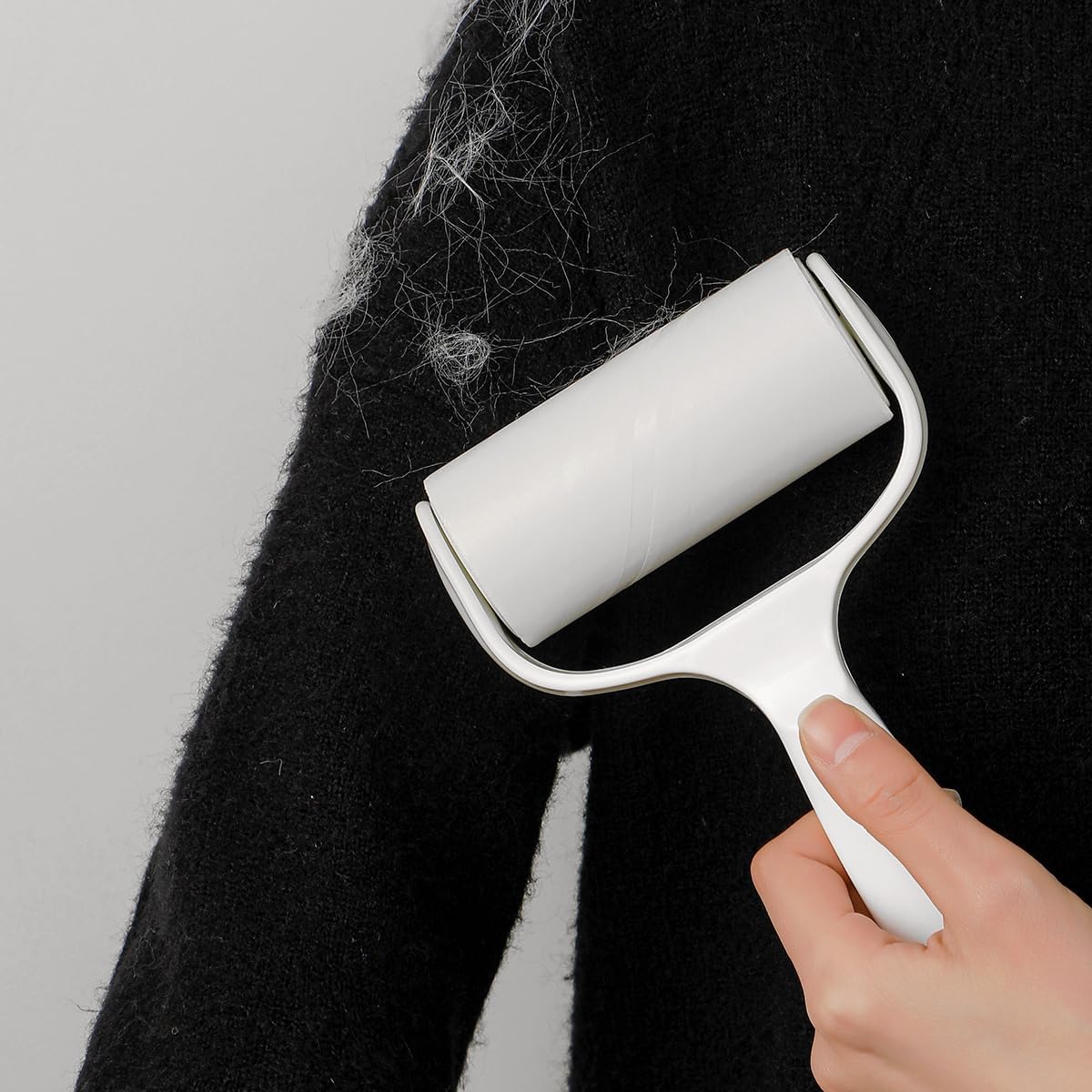 Flat Sticky Lint Roller for Couch Desk Chair Dog/Cat Bed Balliard Table Lint Roller for Pet Hair Lint Remover T Shape Handle with 4 Refill Rolls (Navy Black)