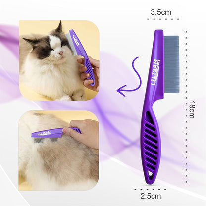 Pet Self Cleaning Slicker Brush and Grooming Comb - Gently Removes Loose Hair, Tangles, and Dirt - Skin Friendly Deshedding Grooming Tool for Hair Dogs & Cats - Pet Supplies Accessories (Purple)