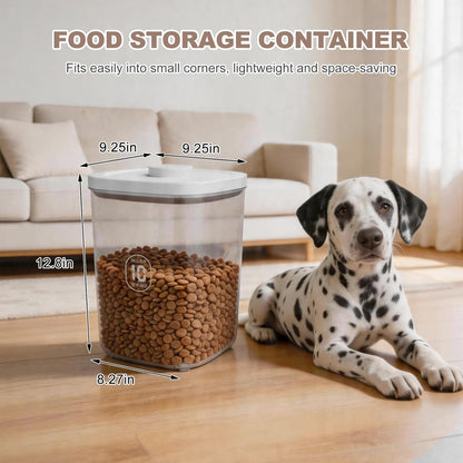 6 lbs Airtight Dog Cat Food Storage Container and Dog Treat Containers BPA-Free, PET Clear Stackable Pet Storage Bin, 1-Cup Scoop, 1-Sponge cleaning brush, Pop Top, With handle, Easy Mobility-Medium